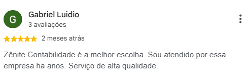 Avaliação de Gabriel Luidio no Google, 5 estrelas