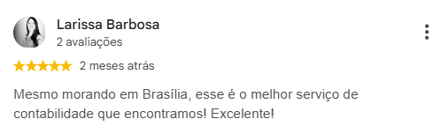 Avaliação de Larissa Barbosa no Google, 5 estrelas