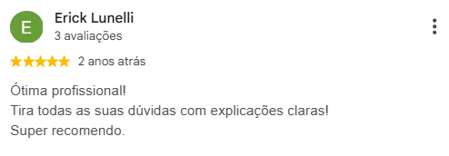 Avaliação de Erick Lunelli no Google, 5 estrelas