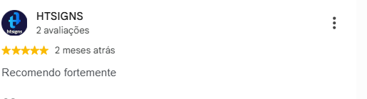 Avaliação de HTSIGNS no Google, 5 estrelas